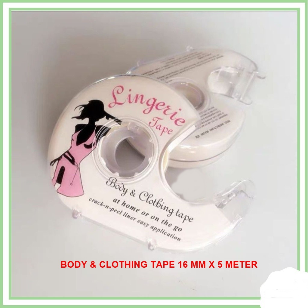 Body Tape Bening Lingerie Dress Baju V-Line Tape Invisible Body Tape Selotip Baju 16 MM X 5 METER