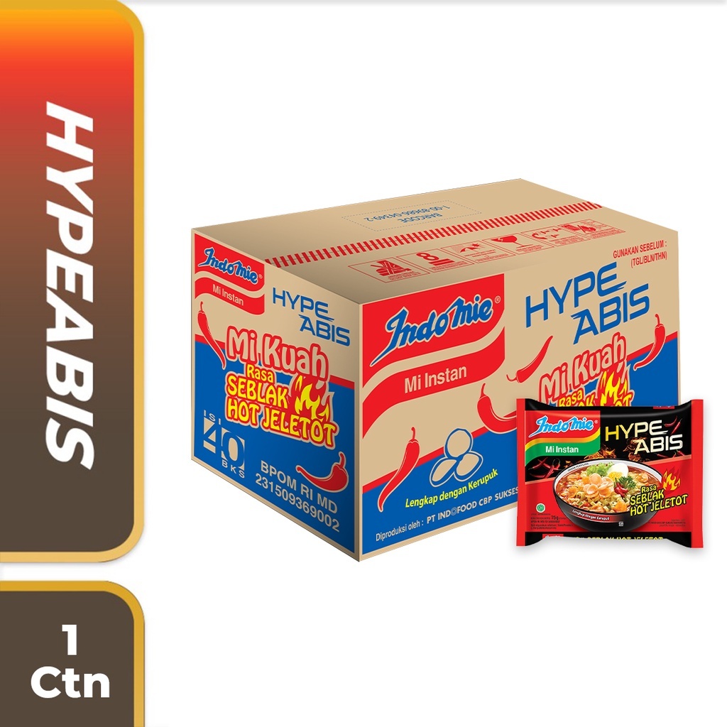 

1 Dus isi 40 pcs Indomie HypeAbis Rasa Seblak Hot Jeletot