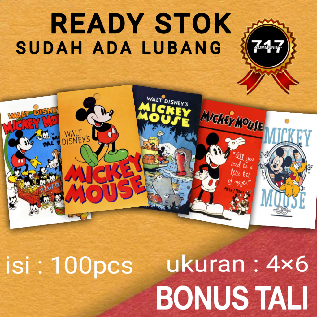 

Hang tag label baju 4x6 BINUS TALI hangtag mickey mouse tag baju label kaos