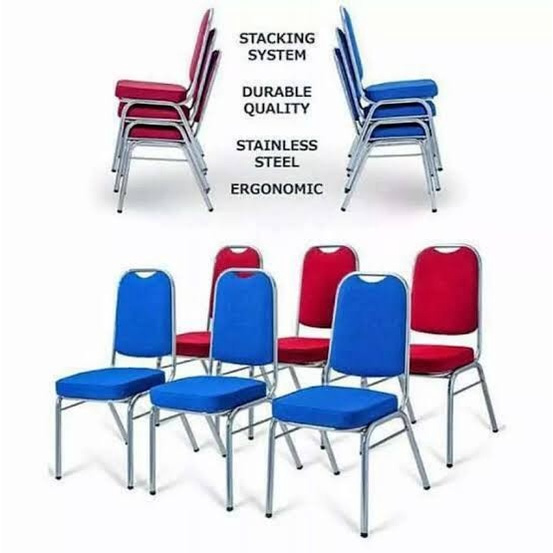 Kursi Kantor Susun Serbaguna Banquet Chair Merah/Biru