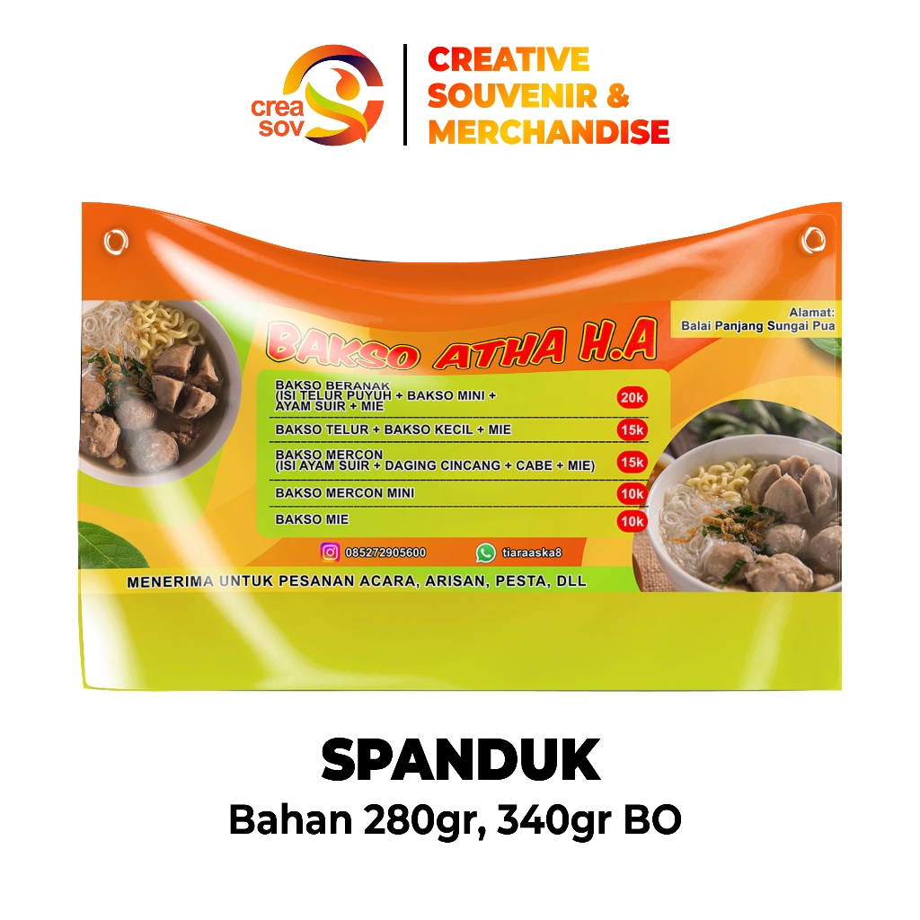 Creasov, Spanduk Toko Bahan BO 340 Gr Cetak Spanduk Black out Tebal Spanduk Bahan Tebal banner BO