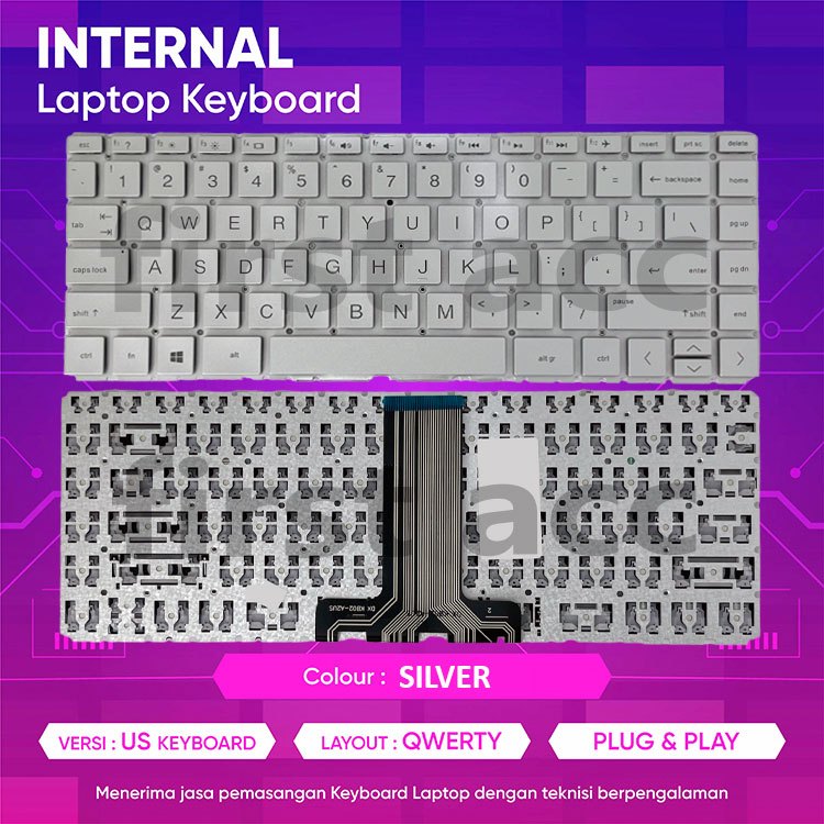 Keyboard HP 14s-cf2018TU 14s-cf0062TU 14s-cf0063TU 14s-cf0065TU Silver New