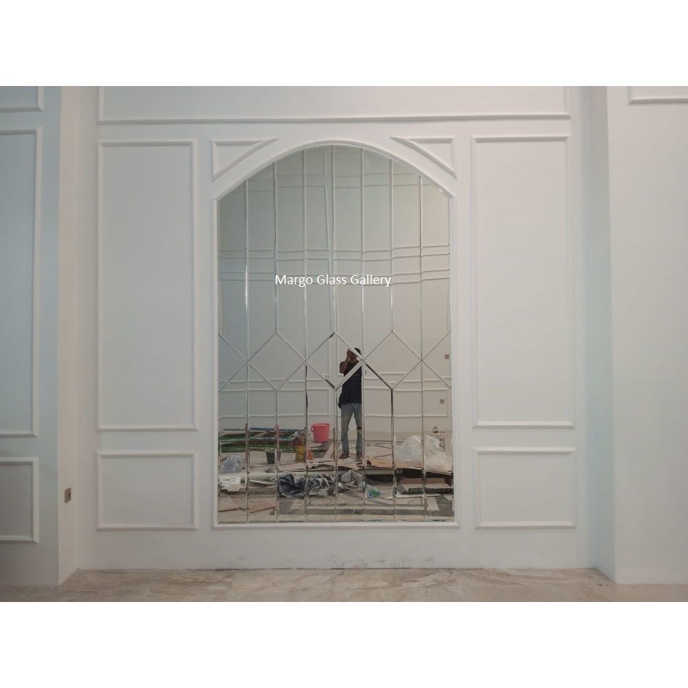 Cermin 5mm Bevel Custome Model Diamond Tempel Dinding Ruang Tamu