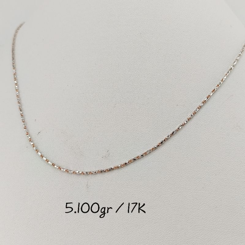 kalung emas kombinasi putih 17K