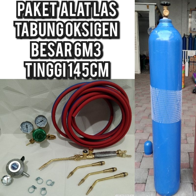 Paket komplit alat las karbit / las LPG + tabung oksigen besar 6m3 + isi siap pakai