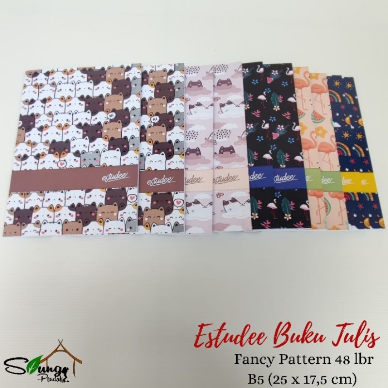 

(isi 10) Buku Tulis / Buku Sekolah Estudee Fancy Pattern B5 48 Lembar Original Best Seller