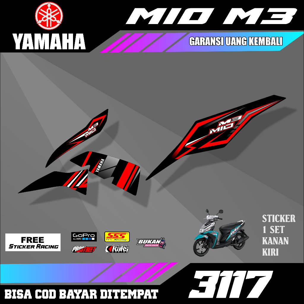 STRIPING MIO M3 MIO 3 KODE M3117 STICKER SETIKER STIKER YAMAHA MIO Z MIO M3 SEMI FULL BODY KEREN