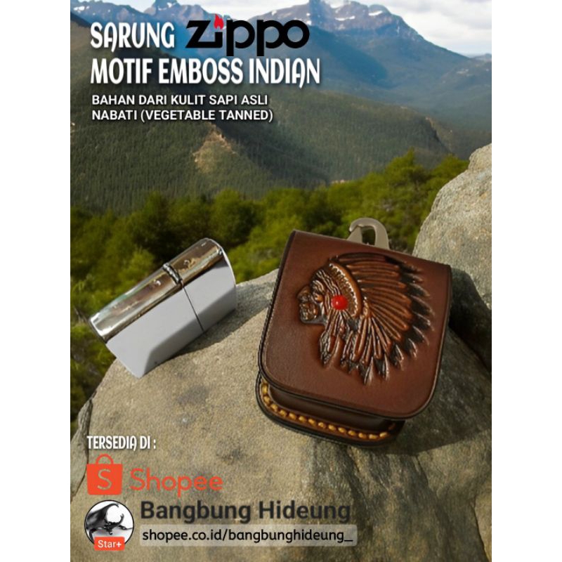 Sarung Kulit Zippo Motif Emboss Indian