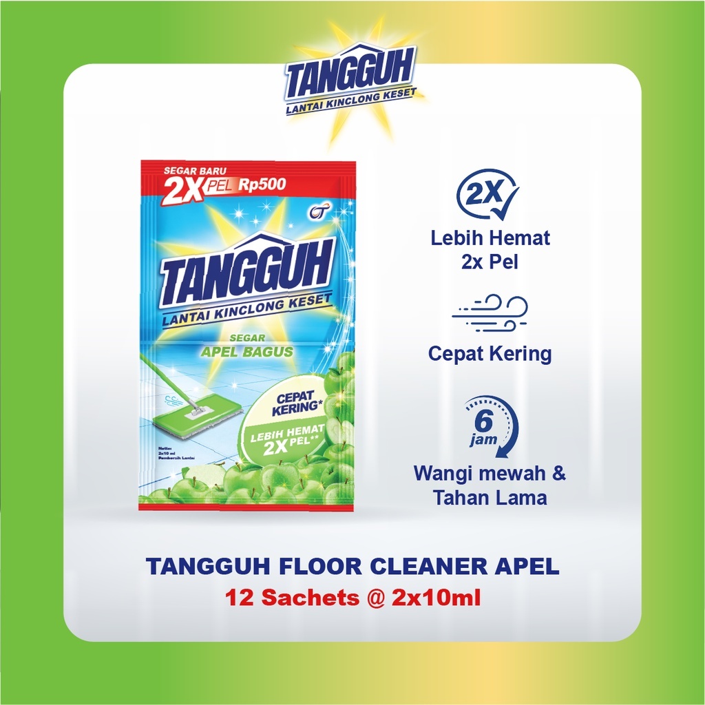 TANGGUH Floor Cleaner / pembersih lantai / sabun lantai  2x10ml - wangi apel (12 pcs)