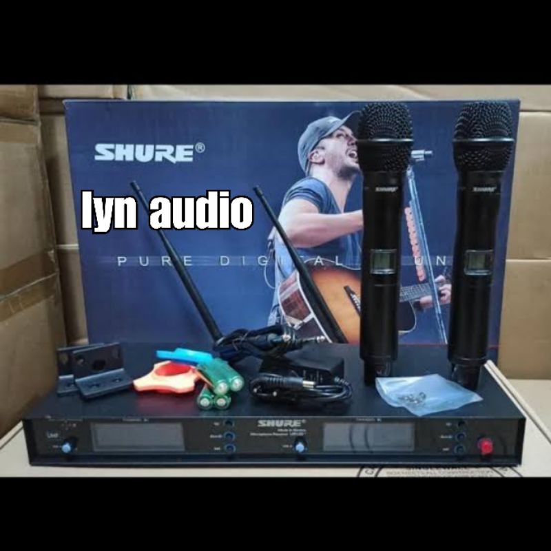 MIC WIRELESS UR12D UHF BUSA GANTI FREQUENCY 2 MIC GENGGAM UR 12 D