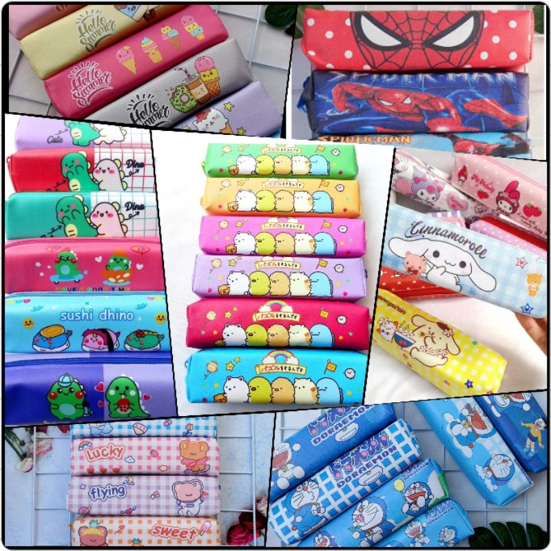 

12 pcs Tepak pensil motif karacter saku || perlengkapan sekolah || alat tulis || bisa buat souvenir ulang tahun || tepak lontong
