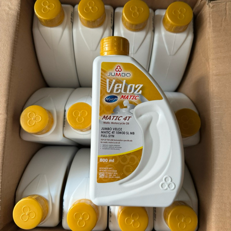 Oli Jumbo Veloz Matic 800ml  OLI JUMBO VELOZ MATIC 4T SAE 10W30 SL/MB Full Synthetic (0, 8L / 1L) OL