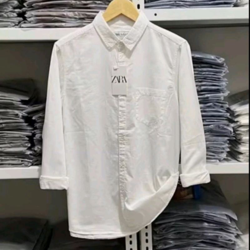 Kemeja Zara Premium/Kemeja panjang kerah/Kemeja Zara motif polos/Kemeja lengan panjang katun tuwil/K
