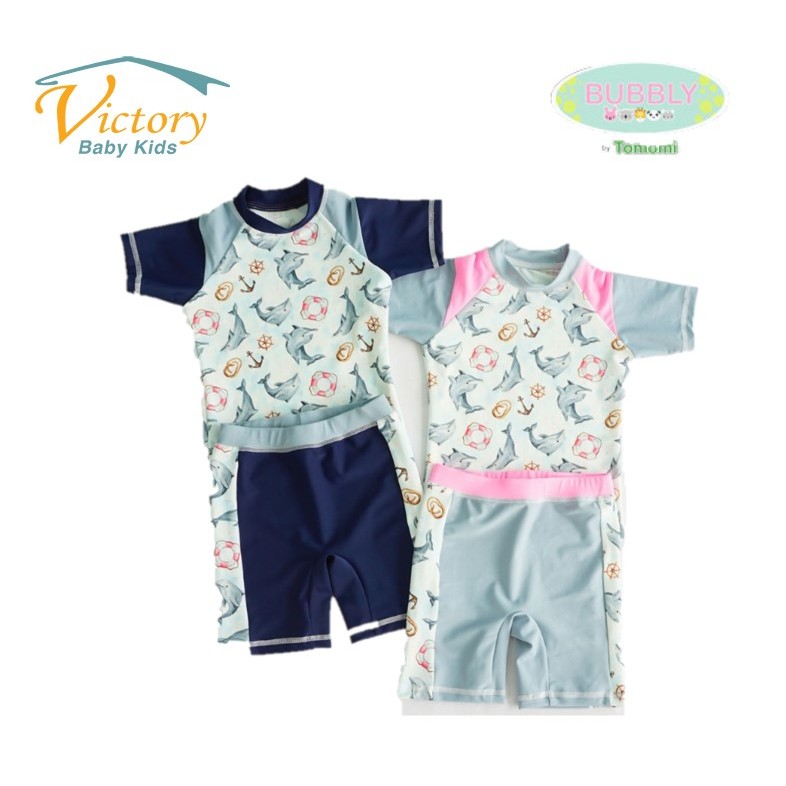 Tomomi Setelan Baju Renang Anak Unisex Motif Dolphin