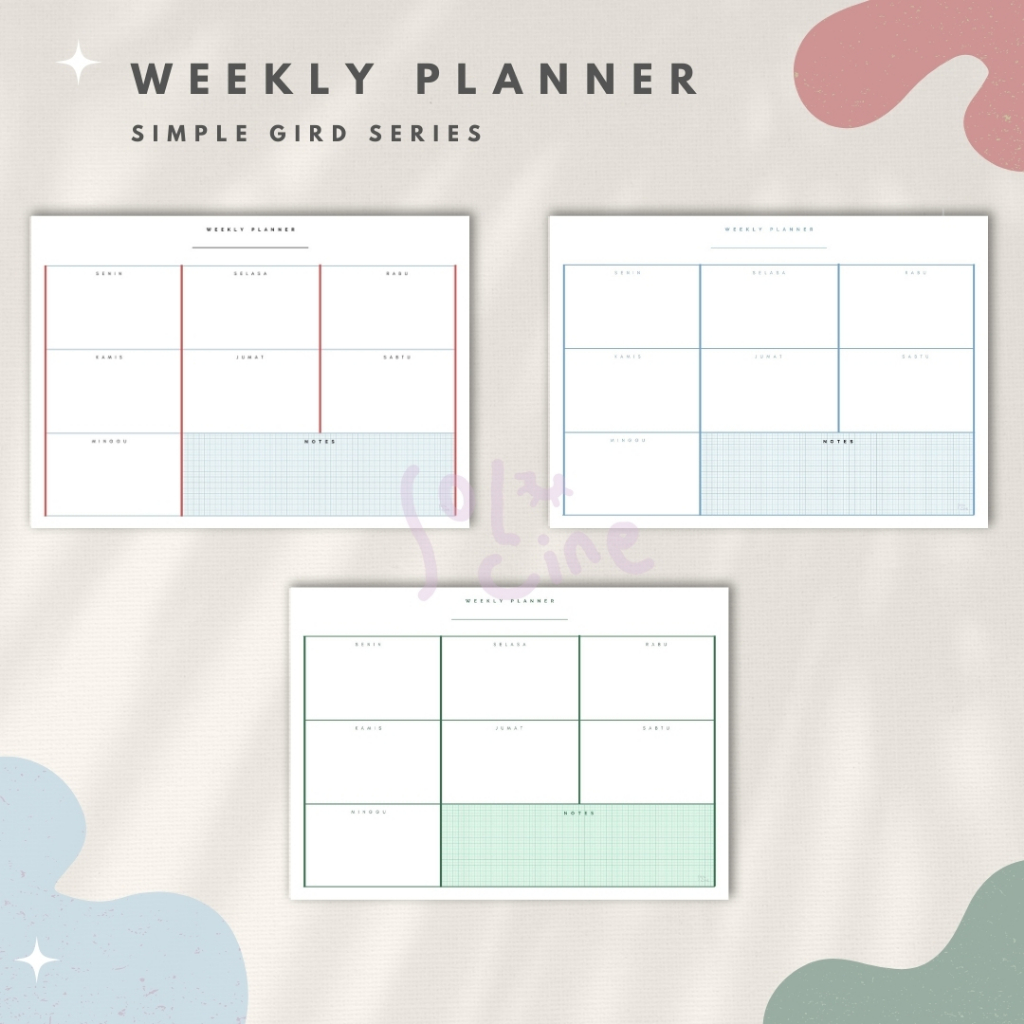 

Weekly Planner / Wall Planner - Simple Grid Series