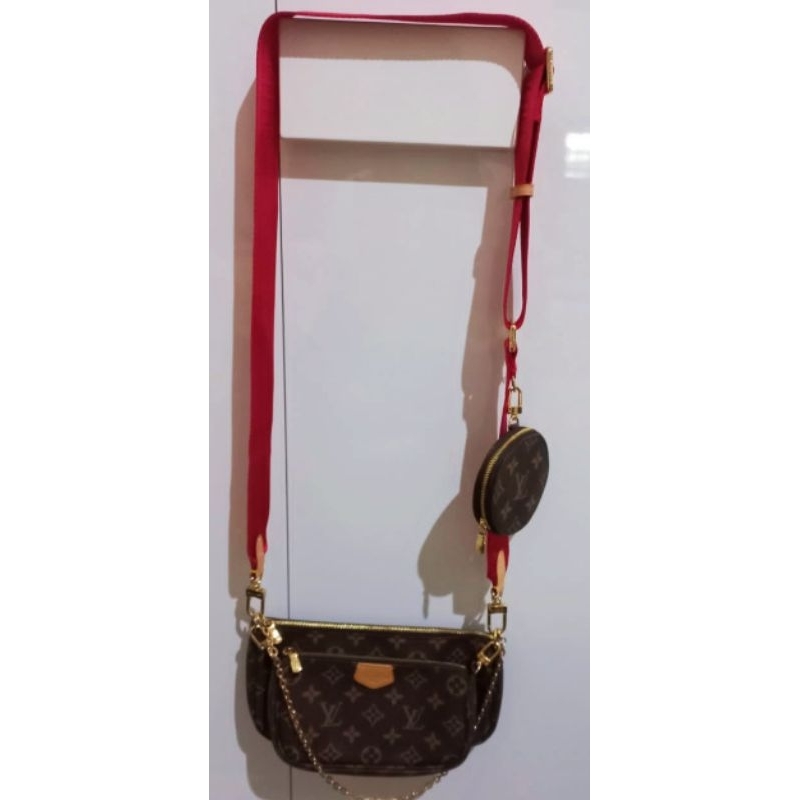Ready - Preloved - Tas Branded 100% Original - Merk LV - Warna Coklat + Tali Merah + Dompet Koin