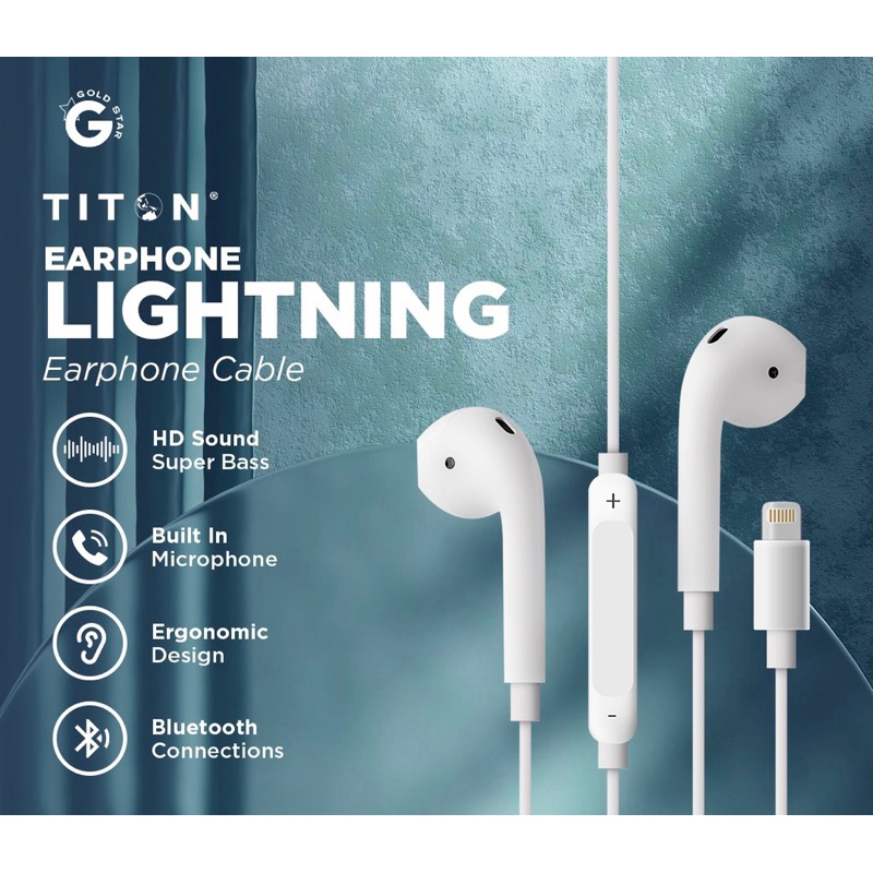 TITON HF EARPHONE KABEL LIGHTNING SUPER BASS