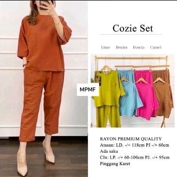 Setelan Wanita Polos Cozie Set | Setelan Wanita Kekinian Rayon Premium
