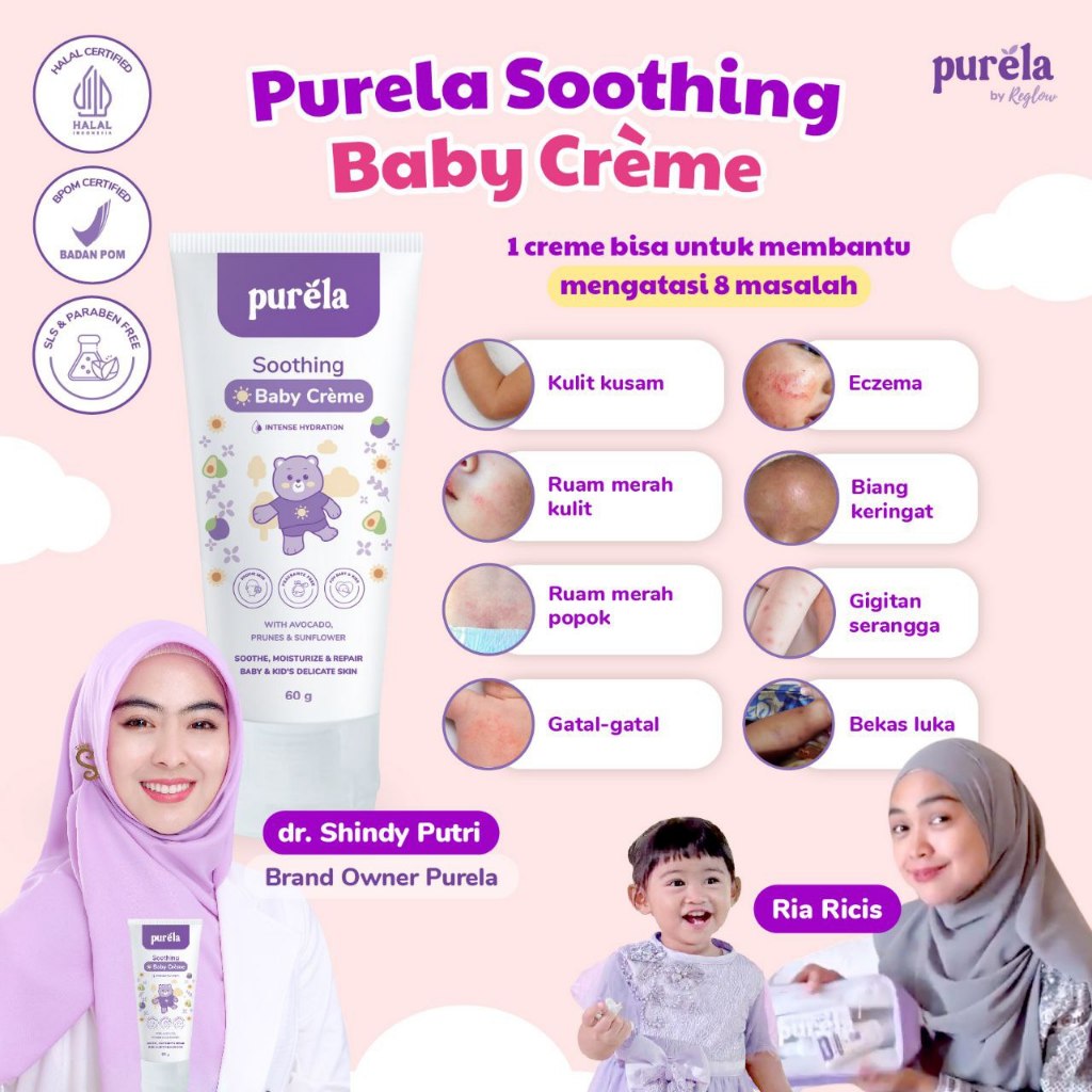 Purela by Reglow Soothing Baby Cream & Paket Kiddy Glow
