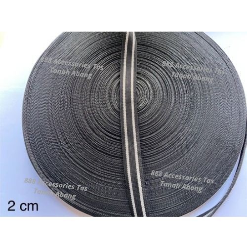 Tali Webbing/Bisban Motif 2 Garis Putih 2cm per 3 meter