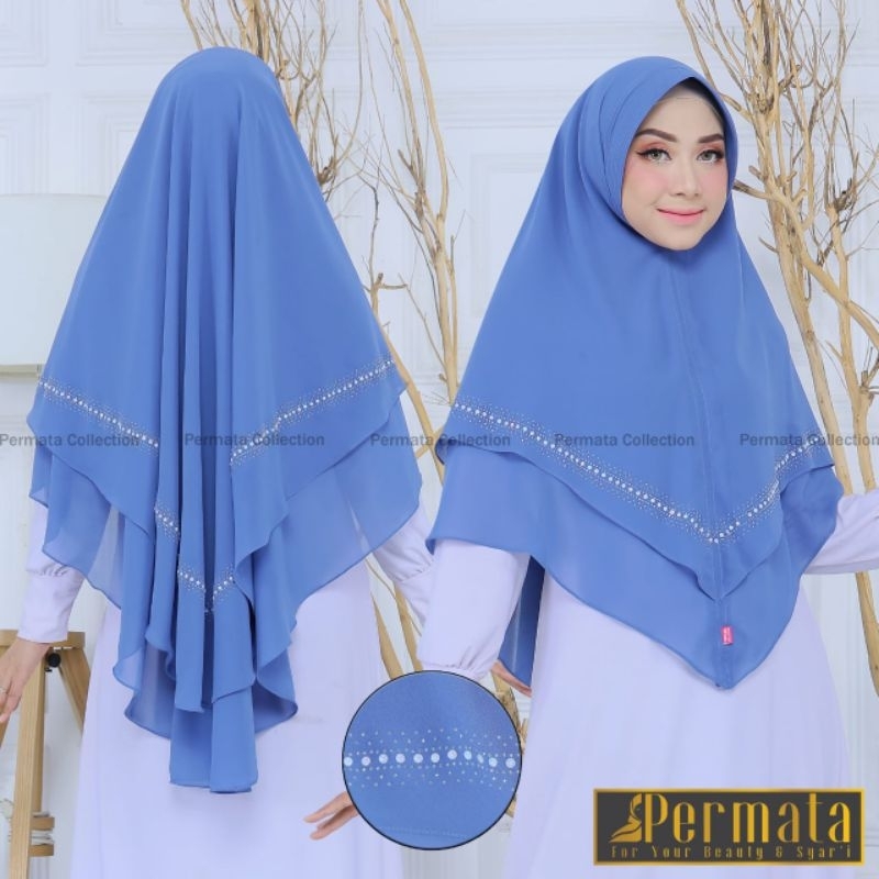 Bergo cerutti 2 Layer payet List jamur khimar bahan cerutty