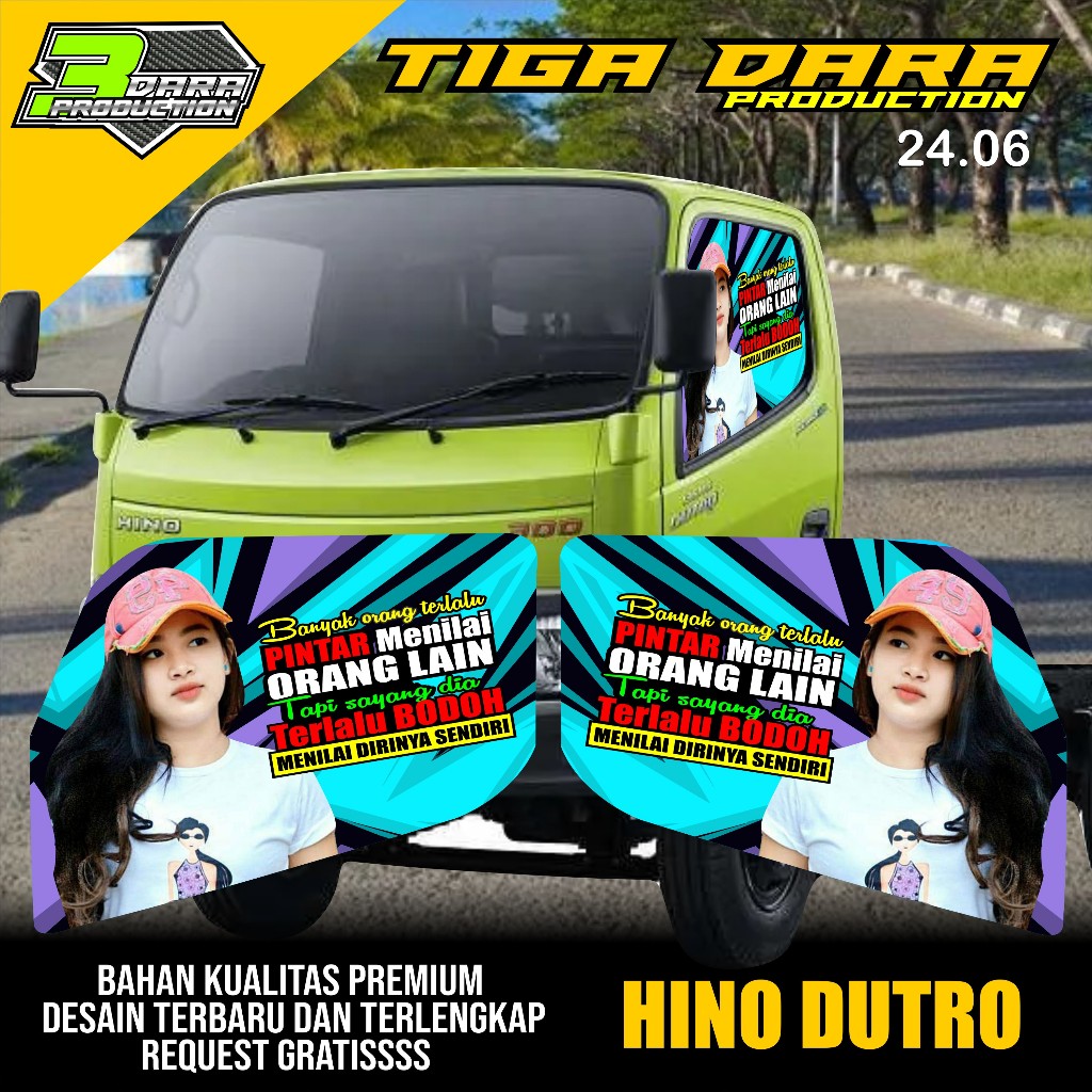 STIKER ONE WAY KACA SAMPING TRUK HINO DUTRO STIKER KACA TRUK HINO DESAIN TERBARU KEREN KODE 24.06