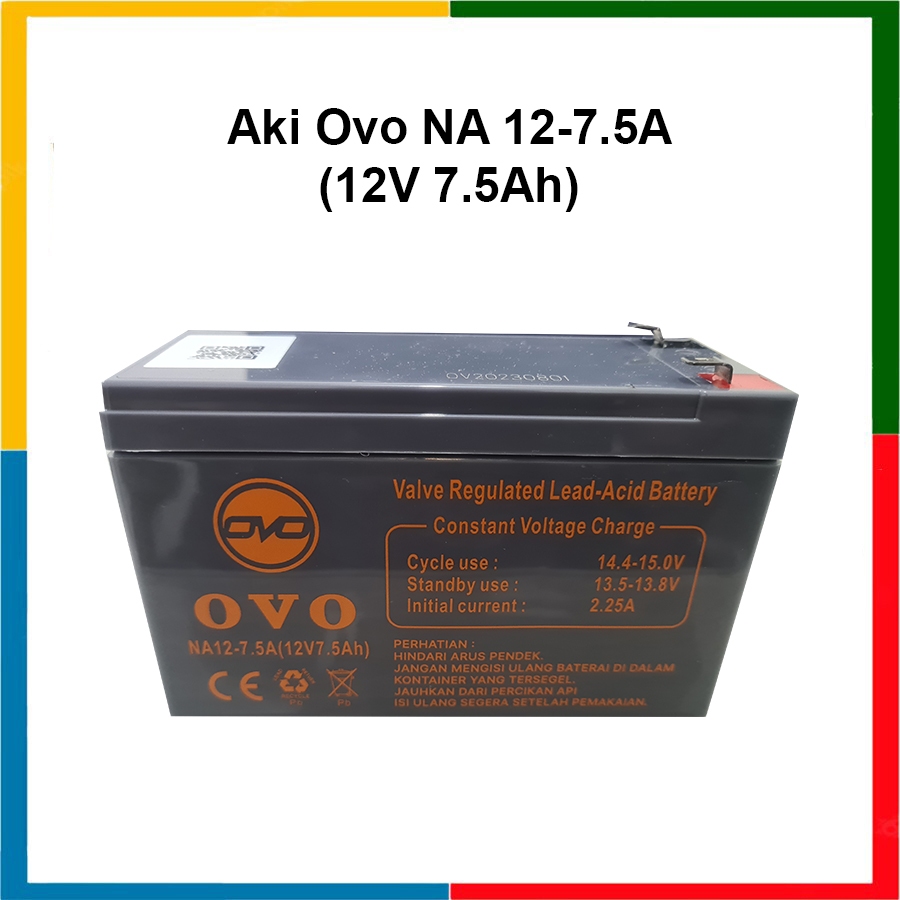Aki Baterai OVO VRLA 12V 7.5Ah - Aki UPS OVO 12V 7.2Ah - Aki 7.5Ah