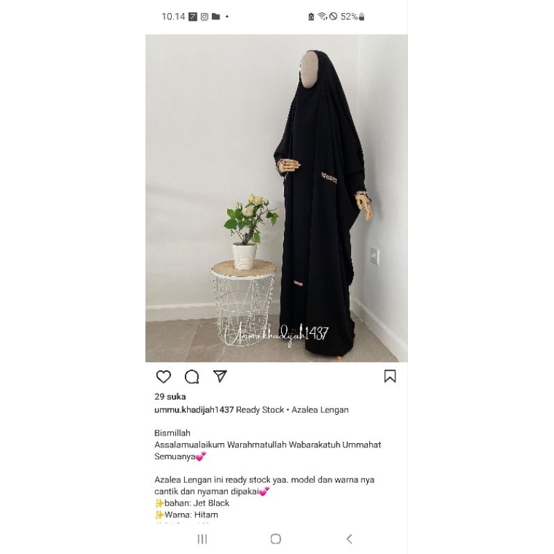 khimar azalea lengan fk overhead ummu khadijah gerai syari by astri