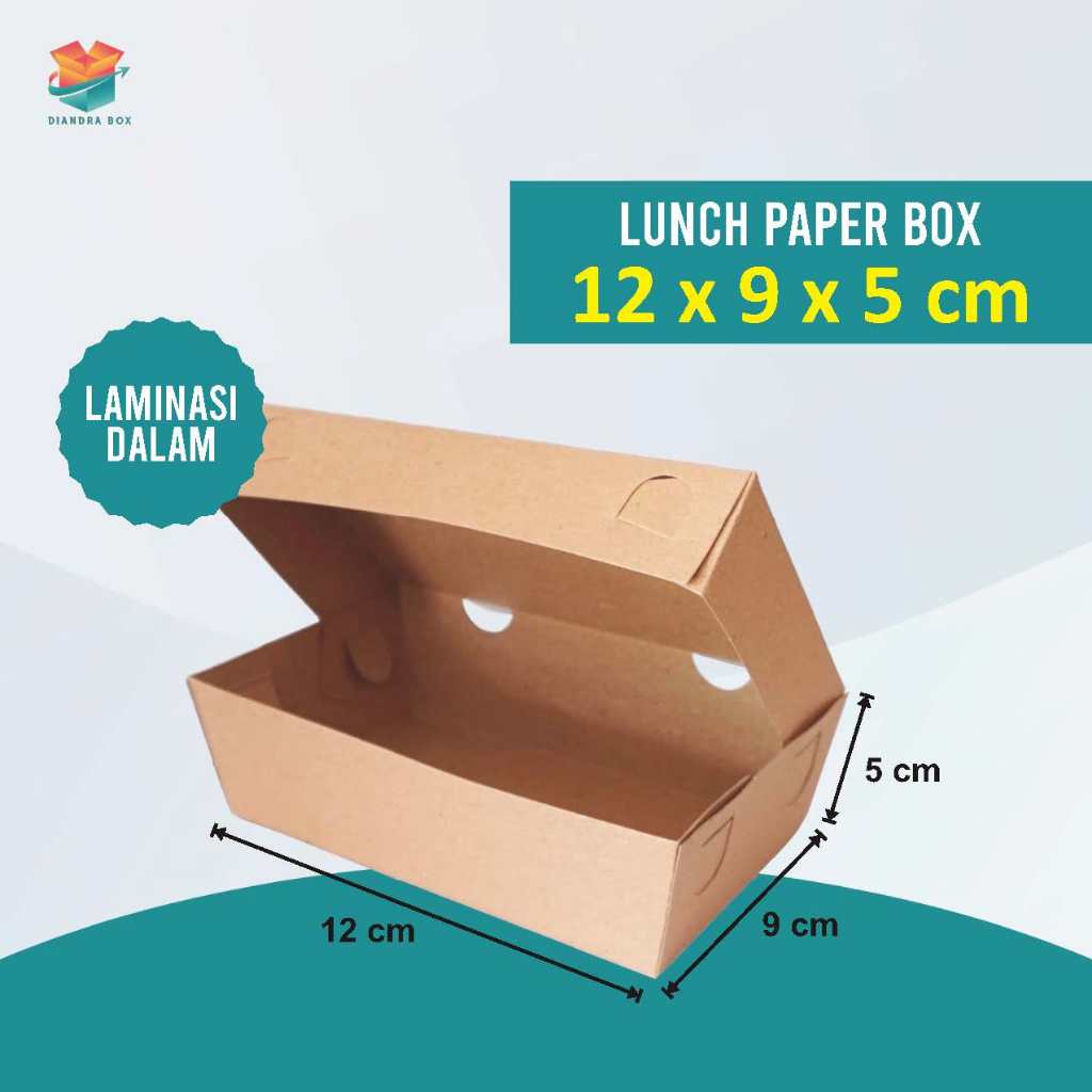 

Kotak Makan 12 x 9 x 5 cm | Kardus Nasi | Lunch Box Paper Kraft Coklat | Laminasi Dalam (SISTEM SELIP)