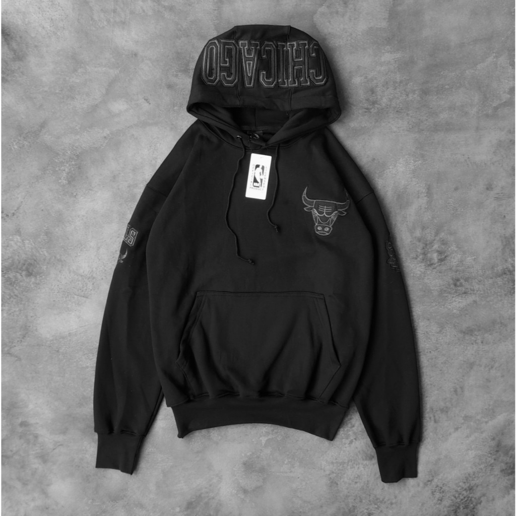 Jaket Sweater Hoodie NBA Chicago Bulls Banteng Black Bordir Topi Premium Sweater Hoodie Chicago Bull