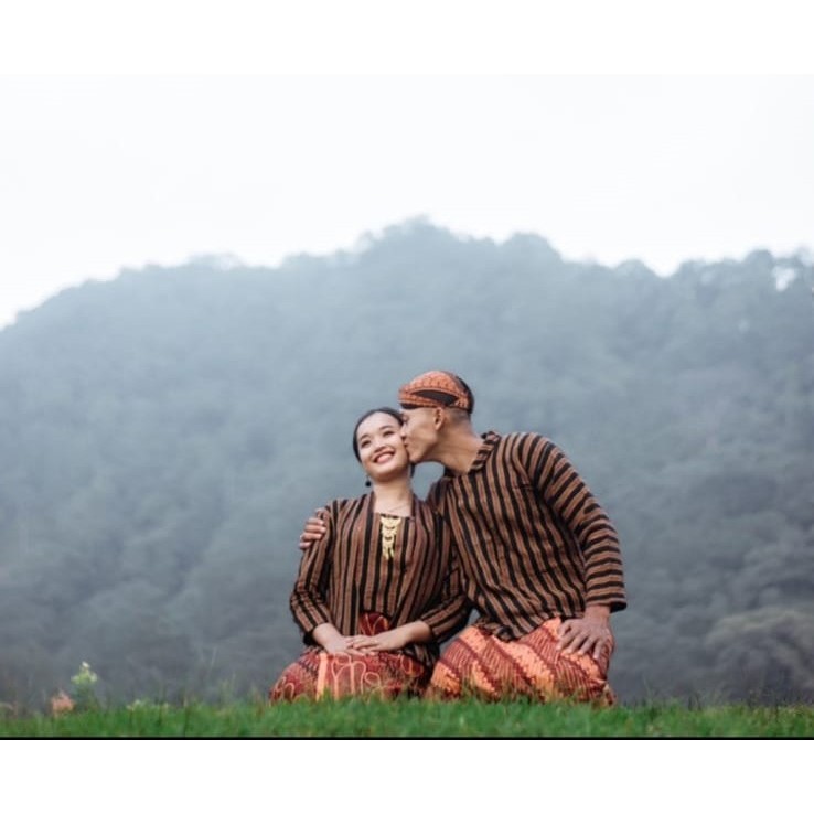 Setelan Preweding  Lurik Baju Adat Jawa / Setelan Baju Adat Jawa / Set baju surjan pria wanita dewas