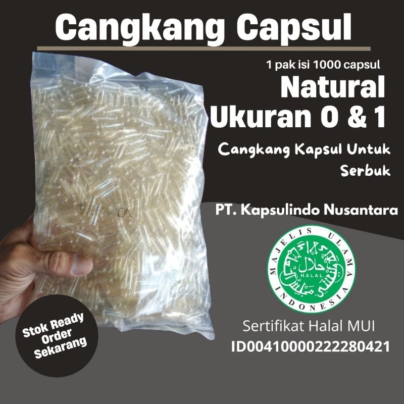 Cangkang Kapsul untuk Serbuk Ukuran 1 & 0 - isi -+ 1000 caps | PT.Kapsulindo