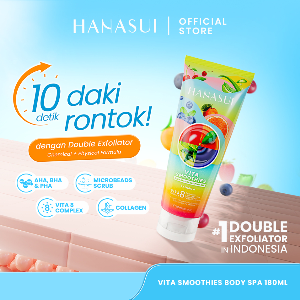 Hanasui Vita Smoothies Body Spa Exfoliating Gel - VITA 8 Complex Double Exfoliator Mengangkat Sel Ku