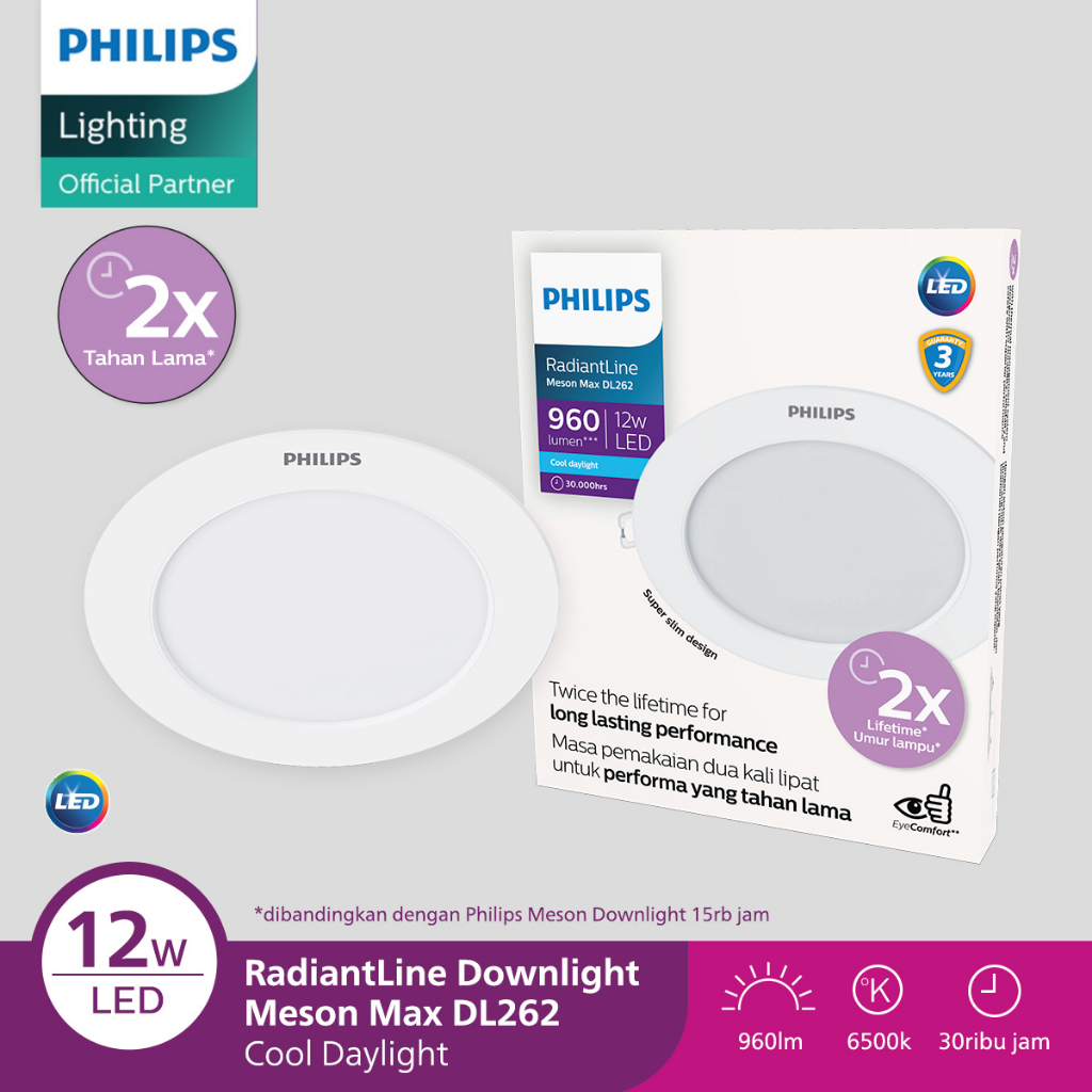 Lampu Philips RadiantLine Downlight Meson Max DL262 12W D150 65K Putih