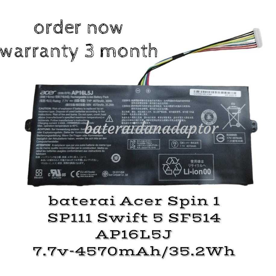 Baterai Acer Spin 1 SP111 Swift 5 SF514 AP16L5J
