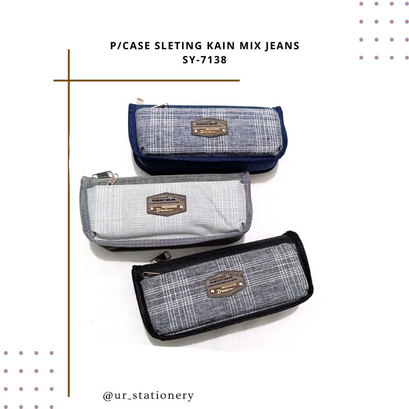 

KOTAK PENSIL/TEMPAT PENSIL KAIN 2 SLETING MIX JEANS SY-7138
