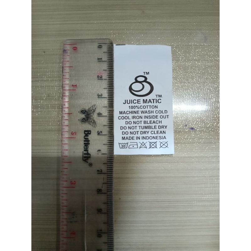 

label Washing Instruction Juice Matic 1 x CO Kirim 600 pcs