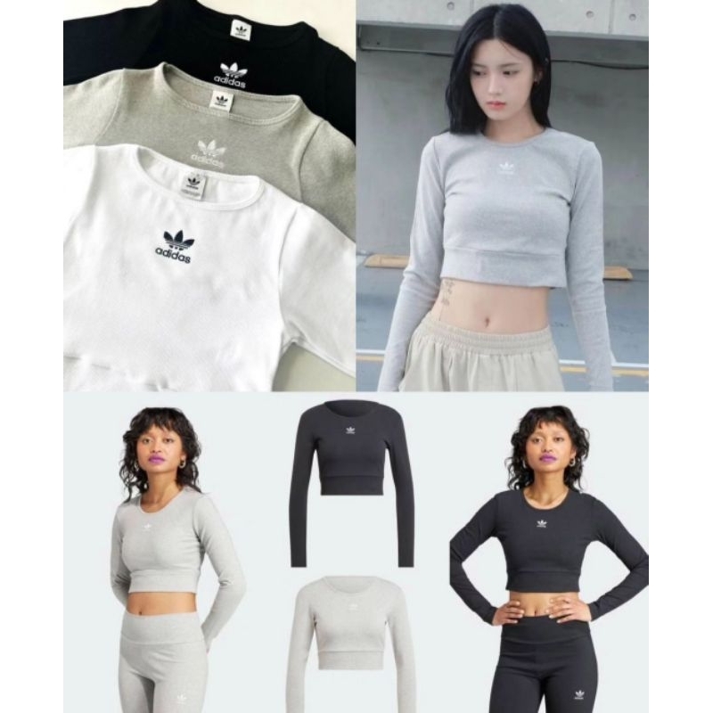 Adidas Essentials Waist-Up Crewneck Rib Long Sleeve Tee