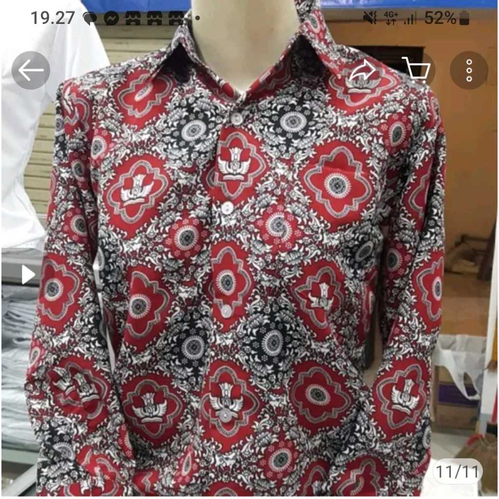BAJU BATIK MERAH SERAGAM SEKOLAH SD LENGAN PANJANG SERAGAM NEGRI ( UNISEX ) KELAS 1-6