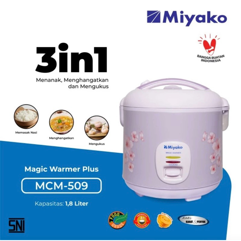 Rice Cooker Miyako MCM-509 1.8 Liter / Magic Com Miyako MCM-509 / Mejikom Miyako