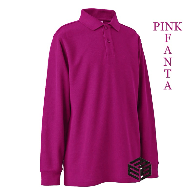 Kaos Kerah Pink Fanta Lengan Panjang / Kaos Polo Shirt Polos Panjang Pink BABY