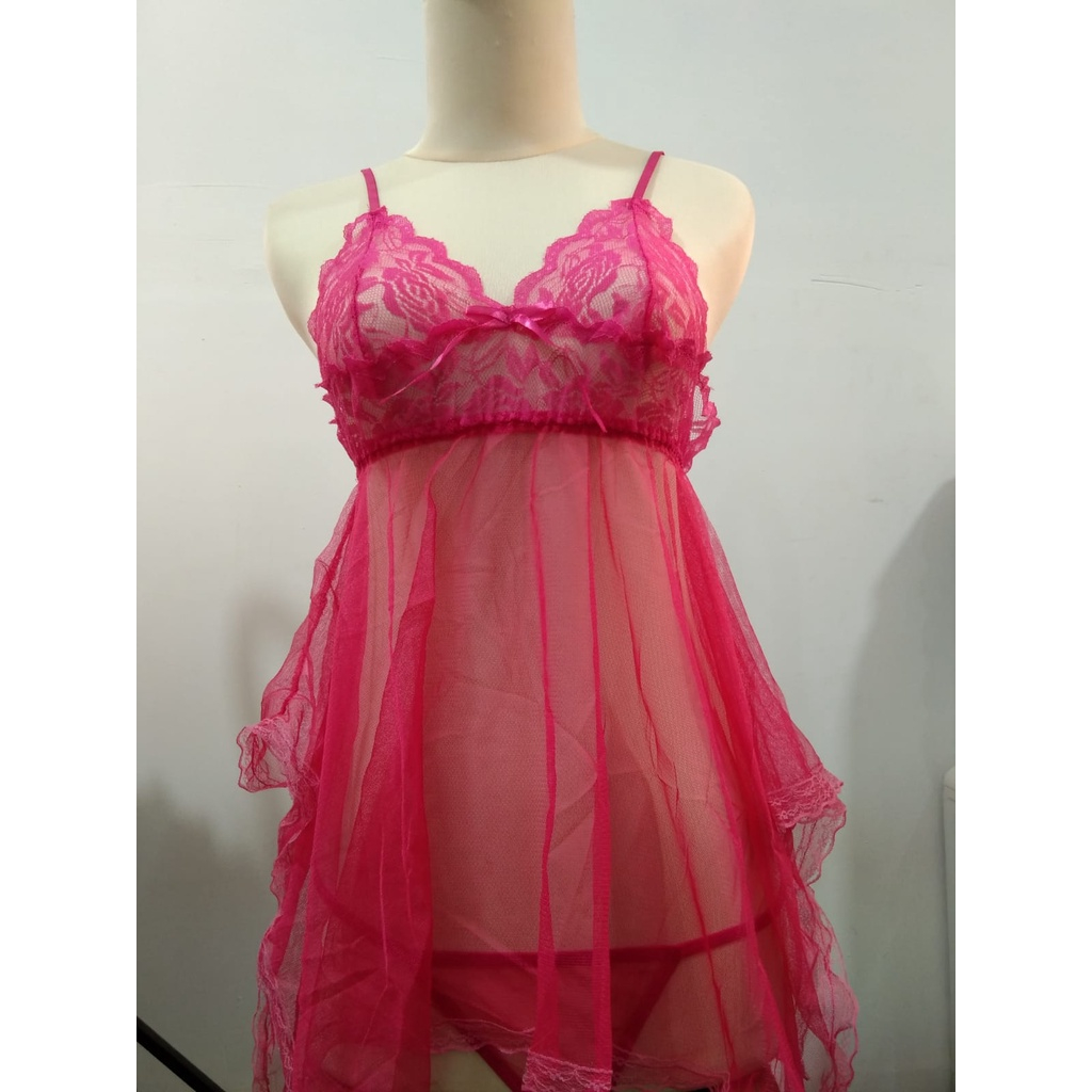 •YF• BT002 Pakaian Lingerie Sexy V-Neck Model Renda Serat Mesh Eksotis / G String Bra Set Dres-4