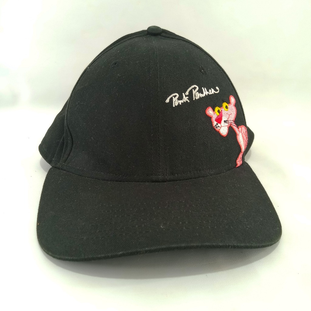 Topi Miniso Pink Panther Japan – Hitam | Topi Bordir Kartun Unisex Kasual