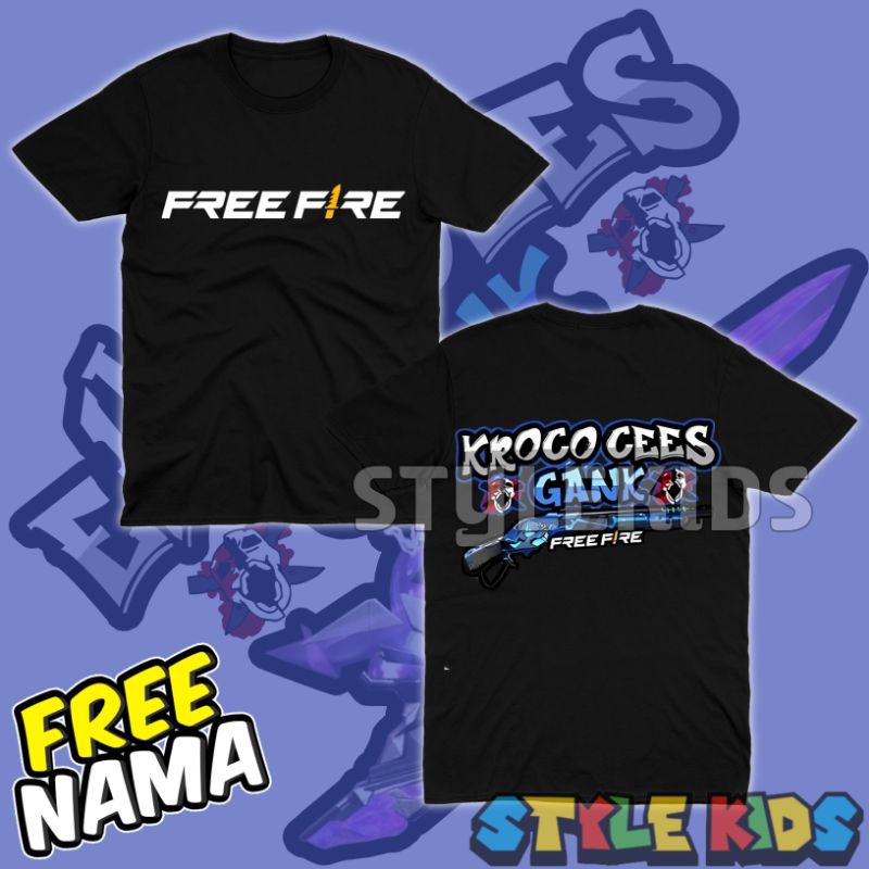 (BISA COD) FREE NAMA Kaos Anak Laki laki Perempuan Logo Kroco Cees Gank Sg Bunny Free Fire T-shirt B