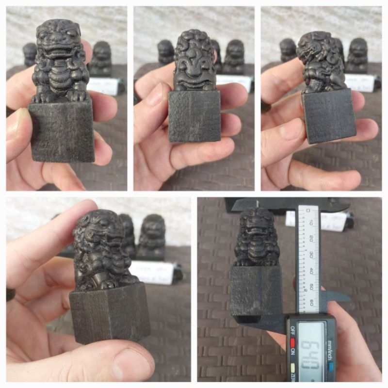 ukiran kayu singa stamp/patung kayu singa stamp pajangan stempel