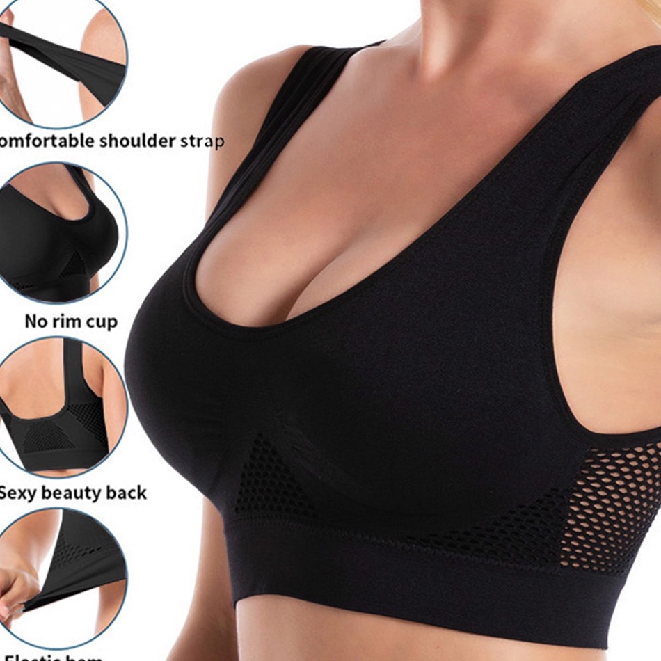 Bagus Dipakai Seamless Sport Bra Wanita Jumbo Bra Olahraga Tanpa kawat Sport bh Push Up Bra Senam Gy