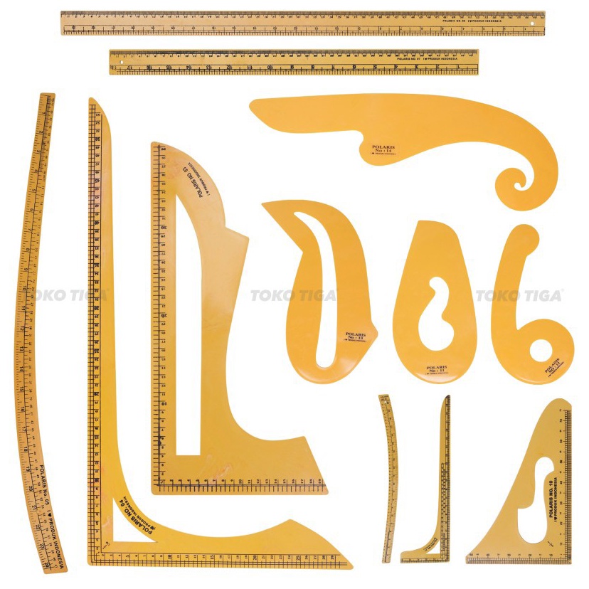 

Limitless Penggaris Pola Set Pattern Ruler POLARIS Isi 9 Set 12 Pcs PSC1