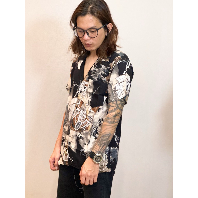 IK NRKY kemeja pria full printing bahan rayon viscose adem