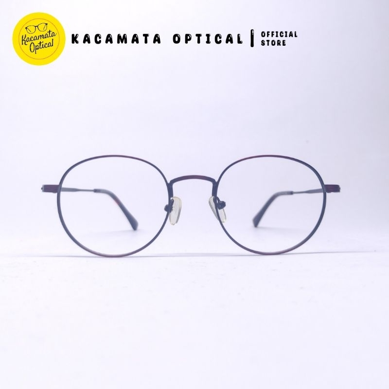 KACAMATA OPTICAL - Frame KMO011 Oval Merah Hitam Besi Plastik