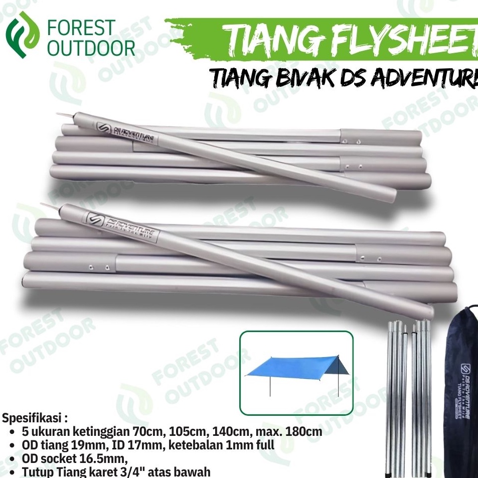 Teknologi Terkini Tiang flysheet Tiang bivak Ds adventure bahan alumunium